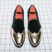 preiswerte Männer Schuhe-Männer Mardi Gras rote Samt und goldene Akzent Slipper – luxuriöse Slipper für Karneval Partys und elegante Veranstaltungen