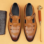 cheap Premium Leather Sandals-Men&#039;s Chic White Leather Monk Strap Shoes - Stylish Choice for Summer Weddings and Formal Events