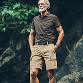 cheap Outdoor-Men&#039;s Cargo Shorts Shorts Bermuda shorts Casual Shorts Multi Pocket Straight Leg Plain Comfort Wearable Knee Length Outdoor Casual Camping &amp; Hiking Fashion Streetwear Black Green Micro-elastic
