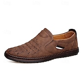 preiswerte Herrenpantoletten &amp; -slipper-Herren Slipper aus braunem Wildleder - atmungsaktive, ausgehöhlte Freizeitschuhe für Sommer und Arbeit