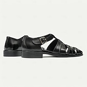 cheap Premium Leather Sandals-Premium Leather Fisherman Sandals with Buckle Detail - Stylish Choice for Outdoor Activities and Social Gatherings