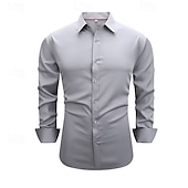 cheap Men&#039;s Non Iron Shirts-Men&#039;s Shirt Dress Shirt Button Up Shirt Solid / Plain Color Wedding Daily Black White Red Sky Blue Long Sleeve Turndown Spring &amp;  Fall Clothing Apparel Patchwork