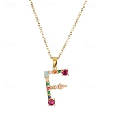 economico I regali-collana con lettera personalizzata, catena hip hop per clavicola, ciondolo con alfabeto in zircone colorato micro-pavé di rame, regalo di gioielli unico per la festa della mamma