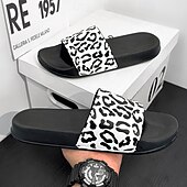 abordables Sandales décontractées-Sandales à enfiler pour homme à imprimé léopard : chaussures décontractées et élégantes pour l&#039;été et les sorties à la plage