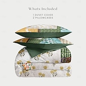 economico 100% cotone-Set di copripiumino floreale 100% cotone biancheria da letto morbida e traspirante con fiori patchwork copripiumino leggero e resistente comodo per tutte le stagioni facile da mantenere