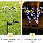 baratos Luzes de chão-2 peças led luzes solares externas luzes de vaga-lume inserção de solo luzes de pátio poste brilhante pátio jardim caminho gramado casamento festival festa atmosfera