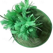 baratos Capacete de Casamento-Peça para Cabeça Sinamay Casamento Festa de Noite Elegante Casamento Com Penas Capacete Chapéu