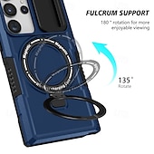 お買い得  サムスン用ケース-Samsung Galaxy S24 Ultra Plus S24 FE S23 Ultra Plus S22 Plus Ultra用電話ケーススタンドホルダー付きマグネットサポートワイヤレス充電レトロPC