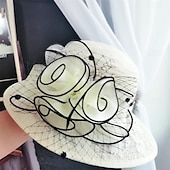 billige Partyhatter-Hatter polyester Solhatt Bryllup Ferie Te Fest Hesteløp cocktail Elegant Årgang Solbeskyttelse Med Blomster Hodeplagg Hodeplagg