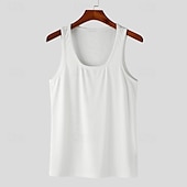 preiswerte Fitness Tank-Tops-Herren Tank Top Weste Unterhemd Ärmelloses Shirt Ärmellos Quadrathals Sommer Einfach Mode Designer Basic Urlaub Straße Ausgehen Schwarz Weiß Top T-Shirt für Herren