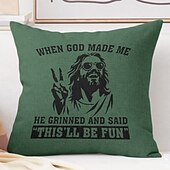billiga Kuddfodral för semester-Påsk Jesus Dekorativa Kuddöverdrag 1PC Mjukt Fyrkantigt Soffkuddcase Kuddöverdrag för Sovrum Vardagsrum Soffa Stol Röd Grön Grå