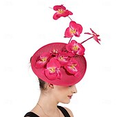 זול פאסינאטורים וכובעים-אביזר לשיער פשתן פו חתונה מסיבת ערב אלגנטית חתונה עם פרח כיסוי ראש כיסוי ראש