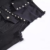 levne Topy-Retro Punk a gotika 80. léta Motocyklová vesta Džínová vesta Popová hvězda Rocker Cvočky Pevná barva Maškarní kostým Dámské Plesová maškaráda Párty Dospělé Vesta Jaro léto