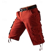 cheap Classic-Men&#039;s Capri Cargo Shorts Cargo Shorts Capri Pants Shorts Summer Shorts Zipper Multiple Pockets Flap Pocket Plain Comfort Breathable Knee Length Outdoor Vacation Sporty Casual Red Khaki
