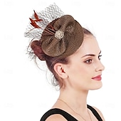 voordelige Fascinators &amp; Hoeden-Helm Veren Bruiloft Avond Feest Elegant Bruiloft Met Veer Helm Hoofddeksels