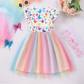 economico Costumi da Ragazza-Settimana del libro 2026 Vestito per bambine Unicorno Manica corta Moda casual per esterni Adorabile Abito casual lungo fino al ginocchio in poliestere Abito trapezio Estate 4 anni+ Rosa chiaro Bianco Rosa