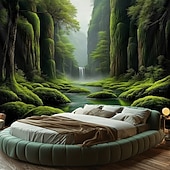 abordables paysage tapisserie-Tapisserie suspendue Paysage Forêt Chute d'eau Art mural Tapisserie grand décor mural Photographie arrière-plan Couverture Rideau Décoration maison Chambre Salon