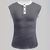 levne Tílka na cvičení-Pánské Vaflové tílko Tričko Henley Vesta Top Košile bez rukávů Bez rukávů Henley Léto Bez vzoru Módní Designové Sval Knoflíky Venkovní Posilovna Černá Bílá Tmavě červená Top tričko pro muže