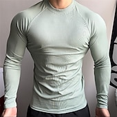economico magliette di base-Per uomo Maglietta Camicia a Maniche Lunghe Manica Lunga Girocollo Primavera &amp; Autunno Semplice Moda Designer Essenziale Patchwork Vacanza Streetwear Uscire Nero Bianco Ciano Maglietta Top per Uomo