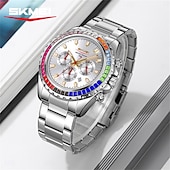 cheap Quartz Watches-SKMEI Men&#039;s Watch with Diamond Studded Rainbow Circle Three Eye Six Pin Multifunctional Quartz Watch