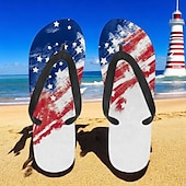 tanie Graficzne buty do druku-męskie klapki z amerykańską flagą – patriotyczne sandały w gwiazdy i paski na lato, na Dzień Niepodległości i na plażę