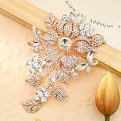 abordables Suministros para la fiesta-1 pieza/juego de exquisito broche de flor de rosa de cristal colorido brillante para niñas, alfiler de vestido de noche para damas, accesorios de moda para bodas