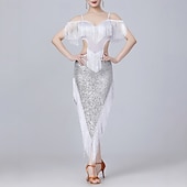 levne Oblečení na latinskoamerické tance-Latinské tance Šaty Třásně Čistá Barva Barevně dělené Dámské Výkon Trénink Bez rukávů Vysoký Polyester