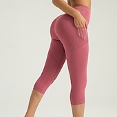 cheap Yoga Shorts &amp; Bikers-Women's Gym Shorts Yoga Shorts Workout Shorts Side Pockets Butt Lift Tummy Control High Waist Pilates Gym Workout Workout Capri Leggings Solid Color Dark Pink Black Pink Spandex Sports Activewear