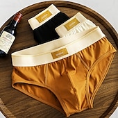 abordables Boxers homme-Homme 1 Pièce Culottes Basiques Slip Patchwork Polyester Respirant Doux Confortable Uni Taille Basse Noir Marron