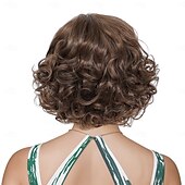 cheap Party Wigs-Synthetic Wig Wavy Curly Weave Asymmetrical Neat Bang Machine Made Wig 12 inch A1 Synthetic Hair Women&#039;s Classic Comfortable Color Gradient Ombre