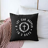 billiga Kuddfodral för semester-Påsk Jesus Dekorativa Kuddöverdrag MYCKET KAN HÄNDA PÅ 3 DAGAR 1PC Mjukt Fyrkantigt Soffkuddcase Kuddöverdrag för Sovrum Vardagsrum Soffa Stol