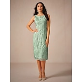 abordables Robes habillées-Femmes Robe Midi Robe Ensemble Vêtement couvrant Élégant Soirée robe demoiselle d honneur Cocktail Coupe Ample Demi Manches Col ras du cou Vert cendré Été