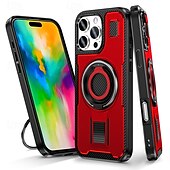 Недорогие Чехлы для iPhone-телефон Кейс для Назначение iPhone 16 Про Макс Плюс Айфон 15 Про Макс Плюс iPhone 14 13 12 Pro Max Plus Кейс на заднюю панель Кольца-держатели Защита от удара Ретро ТПУ ПК