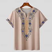 levne Vintage trička-Pánské Bandana Print Tričko Tričko Krátký rukáv tričko 3D tisk Do V Košile Designové Cikánský Dovolená Denní Světle modrá Světlá růžová Šedá Léto Jaro Oblečení Běžný S M L XL XXL XXXL