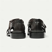 cheap Premium Leather Sandals-Luxury Men&#039;s Brown Leather Fisherman Sandals - Elegant Dress Footwear with Woven Straps