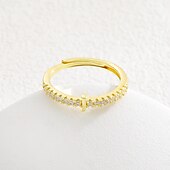 お買い得  贈り物-パーソナライズされた文字リング、お母さんへの贈り物、18Kゴールドメッキ銅リング、A-Zアルファベットデザイン、ジルコン付き調節可能なオープンバンド、女性のためのエレガントでスタイリッシュなジュエリー