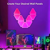 cheap Indoor Wall Lights-LED Lights 3/6/8/10/12Pack Lights Gaming Lights Smart Wall Lights with APP &amp; Remote Control WiFi Connect for Home Decor,Gaming Room,Bar
