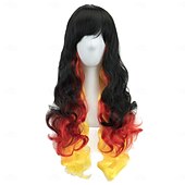 economico Parrucche di Carnevale-Parrucche sintetiche Ondulato Tessitura riccia Taglio scalato Con frangia A macchina Parrucca 28 pollici A1 A2 A3 A4 A5 Capelli sintetici Per donna Classico Comodo Colore Graduale e Sfumato