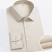 halpa Miesten Elite-paidat-Miesten 100% pellavapaita, pestävä ja silitettävä, sininen, armeijanvihreä, beige, pitkähihainen, yksivärinen, rullattu kaulus, ulkoilu, syy-nappikaulus, vaatteet, päivittäin, rento, päivittäin, vapaa-aika