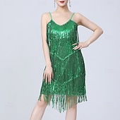 cheap Practice Dresses-Latin Dance Dress Tassel Pure Color Splicing Women's Performance Training Sleeveless High Polyester