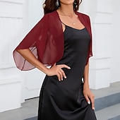 abordables enveloppes d&#039;invité de mariage-Écharpe Femme Élégant Sans manches Polyester Boléros de Mariage Avec Couleur unie Pour Soirée Printemps &amp; Été