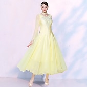 voordelige Ballroom danskleding-Ballroomdansen Kleding Gesplitst Kristallen / Bergkristallen Tule Dames Prestatie Feest Lange mouw Netstof Spandex Imitatiezijde