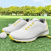 preiswerte Herren Golfschuhe-Herren Performance Golf Sneaker in Weiß mit roten Schnürsenkeln, atmungsaktive Mikrofaser, ideal für Amateurgolfer