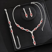 voordelige Sieradensets-Bruidssieradensets 3 Gesimuleerde diamant 1 Ketting 1 Armband Oorbellen Dames Klassiek Zoet Schattig Klassiek Liefde Kostbaar Sieraden set Voor Bruiloft Lahja
