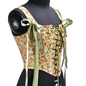 cheap Corsets-Retro Vintage Rococo Medieval Corset Vest Bustier Viking Celtic Knight Elven Lace up Floral Fancy Dress Women&#039;s Celtic Fantasy Halloween Carnival Performance Party LARP Adults&#039; Corset