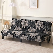 billiga Futon soffa-jacquardtyg armlös bäddsoffa överdrag soffa nyår dekor överdrag stretchskydd elastiskt bänkskydd