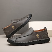 cheap Men&#039;s Slip-ons &amp; Loafers-Men&#039;s Beige Genuine Faux Leather Moccasins – Handmade Stitching Casual Slip-On Driving Shoes for Outdoor &amp; Trave