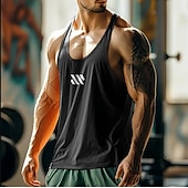 ieftine Tricouri de Sală-Bărbați Bluză Vestă Cămașă fără mâneci Tricou Gym Muscle Fără manșon În U Vară Simplu Modă Clasic Comfortabil Casual Sport Concediu Negru Alb Galben Top tricou pentru bărbați