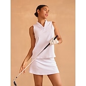 cheap Polos &amp; Quarterzips-Women&#039;s Golf Polo Shirt Baby blue Lake blue Black Sleeveless Top Ladies Golf Attire Clothes Outfits Wear Apparel