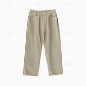abordables Pantalons élite pour hommes-Homme Pantalon chino Boutons Avec Poches Jambe Droite Couleur Unie Longueur complète Extérieur Vacances Occasionnel Élégant Vacances Kaki clair Noir Micro-Élastique